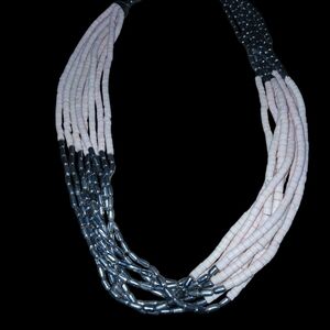 Chic Multi-Strand Pink and Silver Necklace